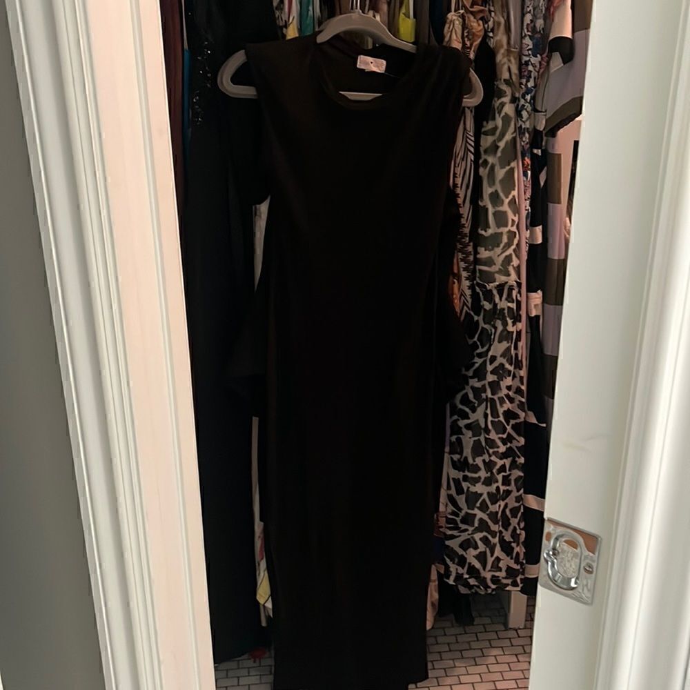 Derek heart scoop neck dress with shoulder pads sz Small